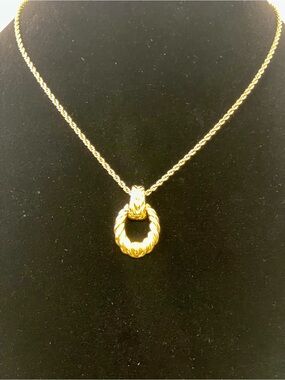 Christian Dior Gold-Tone Twisted Ring Pendant Necklace